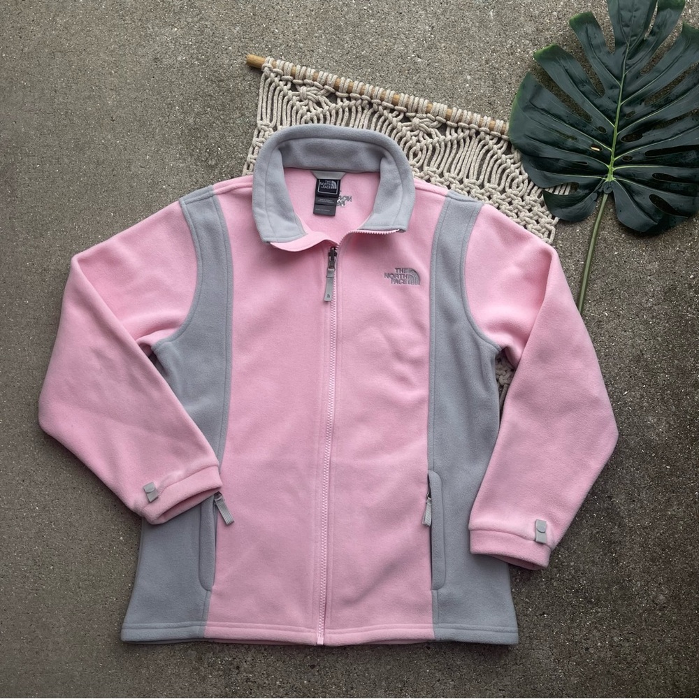The North Face Pink / Grey Fleece Jacket Size Girls Large